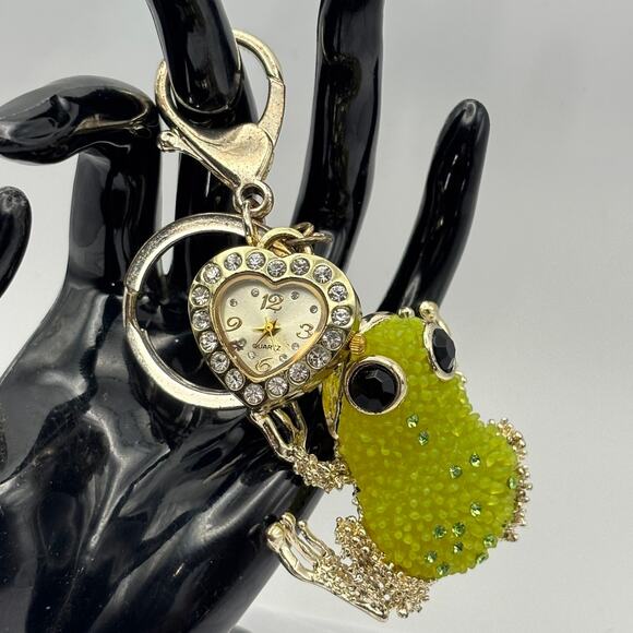 Y2K Green & Gold Frog Watch Keychain - Picture 1 of 4